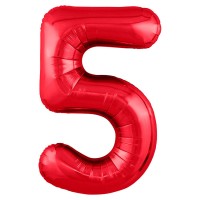 Цифра 5 красная воздушный шар фольга №666