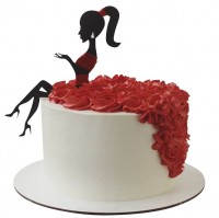 Торт с силуэтом девушки в красном платье №1820
