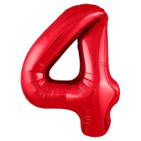 Красная цифра 4 воздушный шар из фольги №665