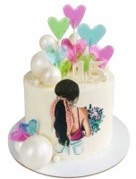 Торт с топперами сердечками на 15 лет №2102