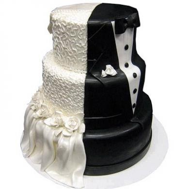Свадебный торт Черно-белый №130