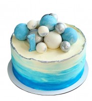 Торт бело-голубой на 1 год №2397