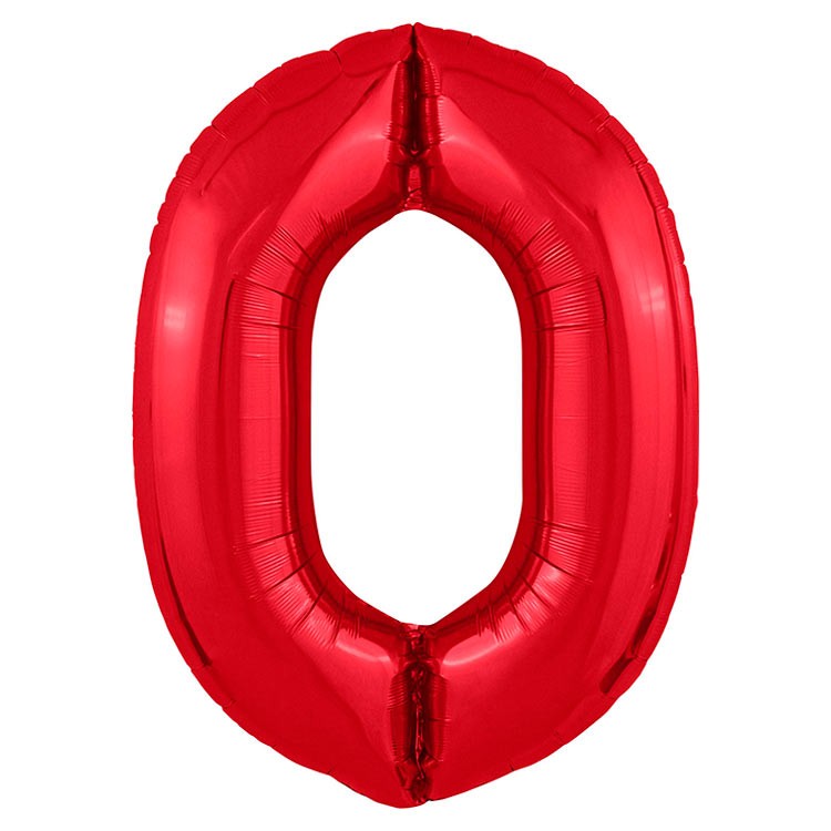 Красный фольгированный воздушный шарик Цифра 0 №661