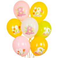 Воздушные шары на 8 марта в желто-розовых тонах №867
