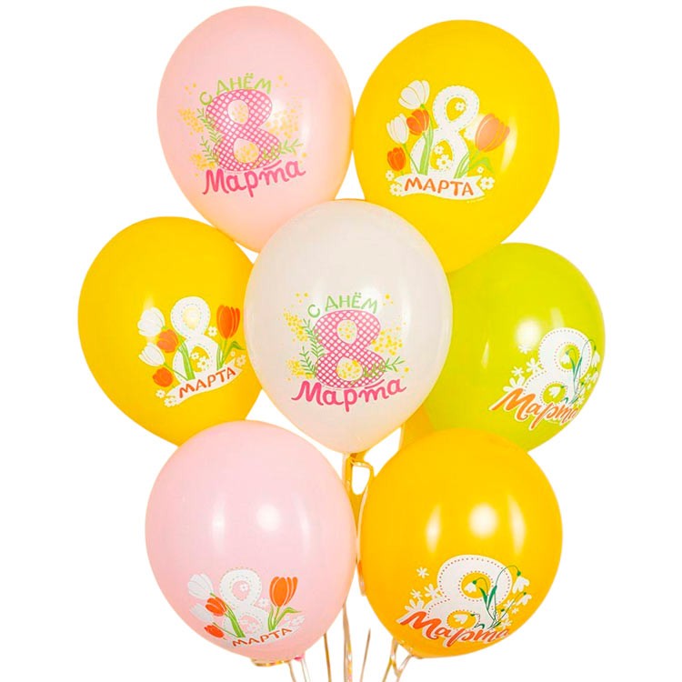 Воздушные шары на 8 марта в желто-розовых тонах №867