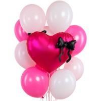 Воздушные шары с фольгированным сердцем с бантиком №1201