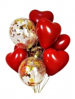 Набор из прозрачных воздушных шариков с конфетти и шаров-сердечек №77