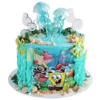 Торт Губка Боб с топперами-медузами №2831