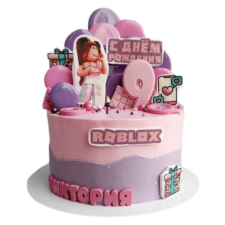 Торт Roblox розовый №2966