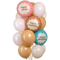 Воздушные шарики с фольгированными кругами Happy Birthday №1013