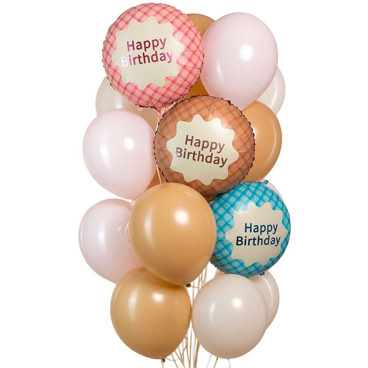 Воздушные шарики с фольгированными кругами Happy Birthday №1013