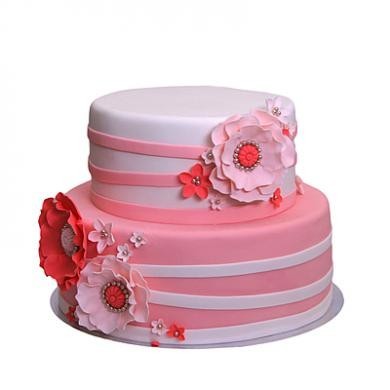 Торт свадебный бело-розовый №79