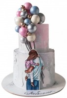 Торт Папа с дочкой и шариками №1883