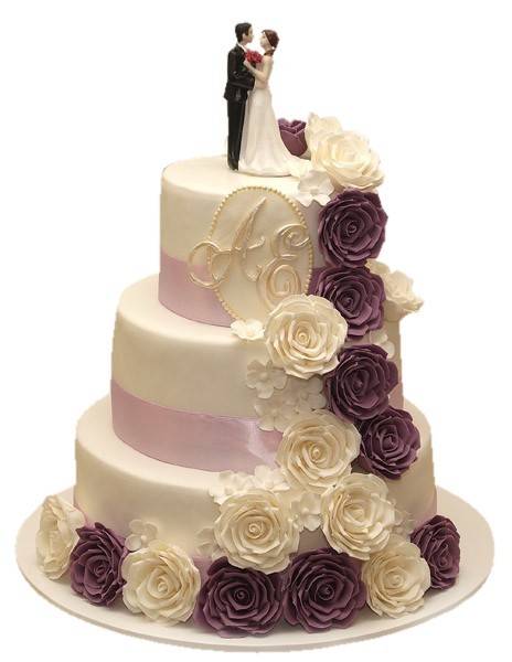 Торт свадебный бело-фиолетовый №813