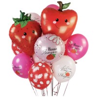 Воздушные шарики НАША ЯГОДКА с фигурами клубники и яблока №352