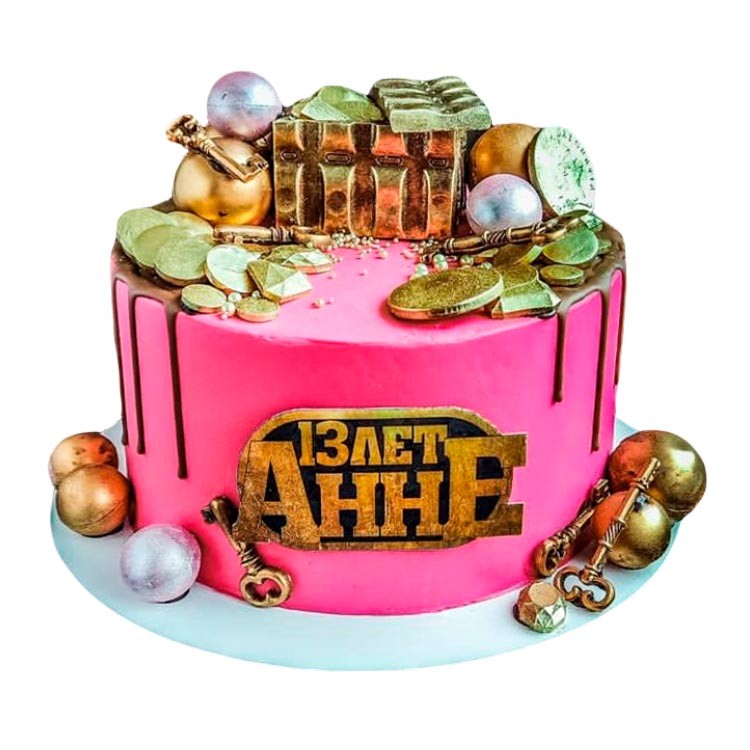 Торт с сокровищами на 13 лет девочке №3749