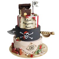 Торт пиратский с черепом и костями №3519