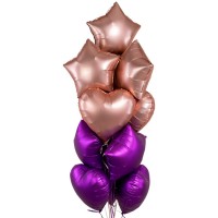 Набор фольгированных воздушных шаров: сердца и звезды №1259