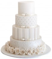 Торт свадебный белый четырехъярусный №191