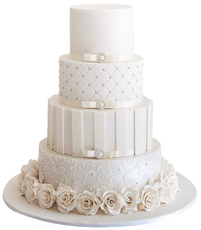 Торт свадебный белый четырехъярусный №191