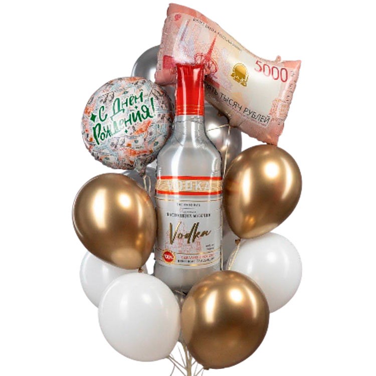 Воздушные шары с фольгированной бутылкой водки №1209