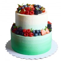 Торт бело-зеленый с ягодами №2464