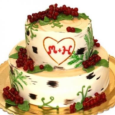 Торт свадебный Березовый с ягодами №136