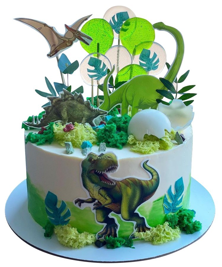 Торт с динозаврами и топперами №2195