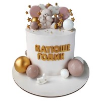 Торт девочке на годик с мишкой и зайкой №3903