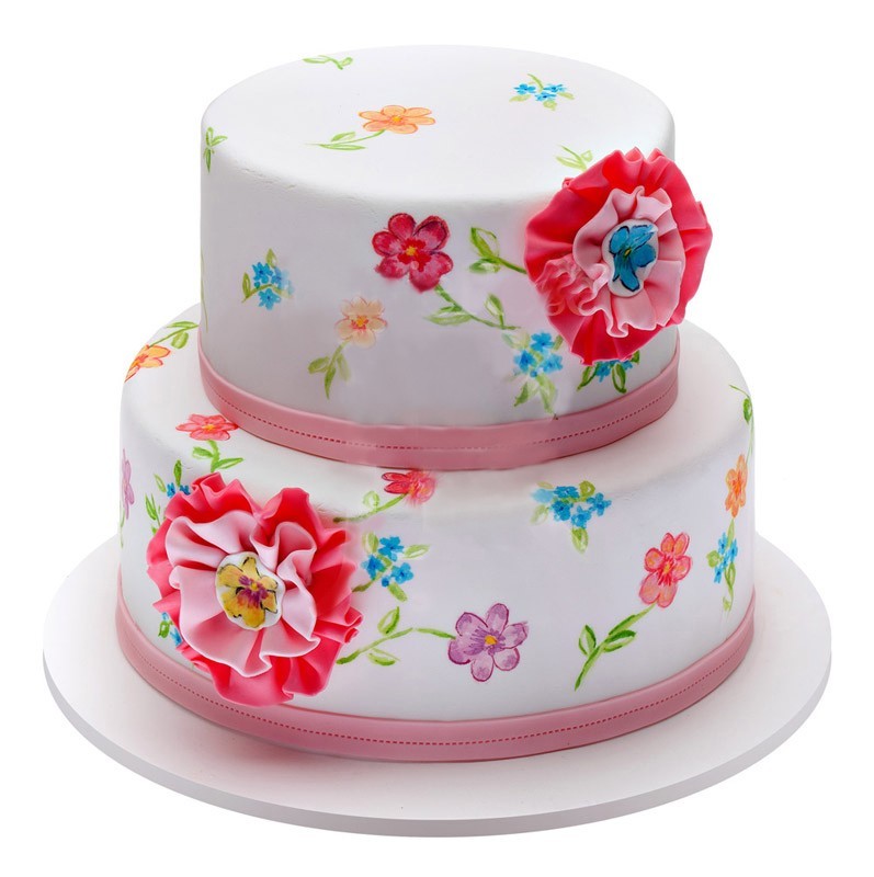 Торт свадебный в цветочек №518