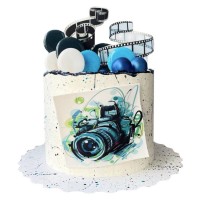 Торт для фотографа с фотопленкой и фотоаппаратом №3242