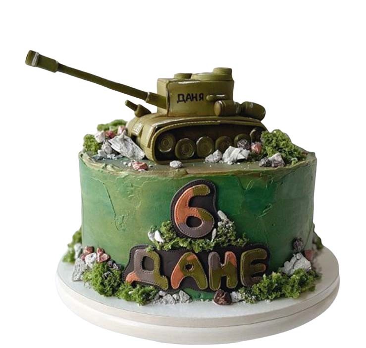Торт с танком для мальчика 6 лет №2407