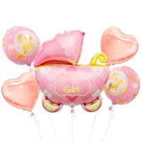 Набор фольгированных шаров с коляской на рождение девочки №515