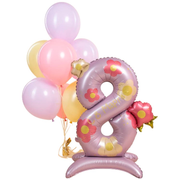 Воздушные шары с фольгированной восьмеркой на 8 марта №1213