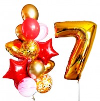 Набор воздушных шаров с золотой цифрой 7 №89