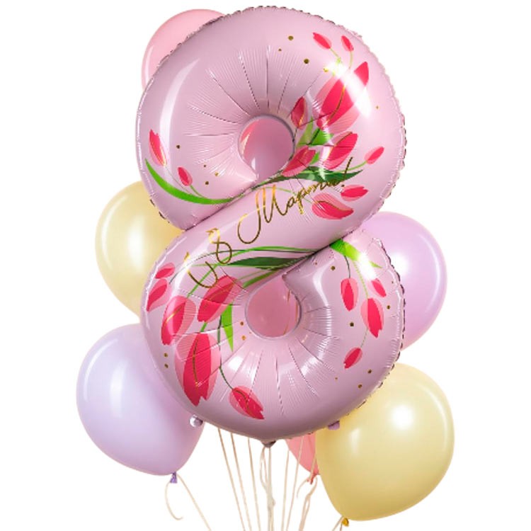 Фольгированный воздушный шар цифра 8 на 8 марта №1214