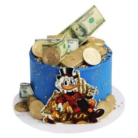 Торт Скрудж Макдак с долларами и золотыми слитками №3402