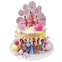 Торт с принцессами Диснея и замком №3526